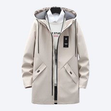 가르크시 남자 미니멀 후드 집업 점퍼 롱 기장 아우터 사선 플랩 포켓 재킷