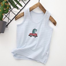 兒童竹節棉工字背心 男女童夏季卡通印花無袖圓領上衣