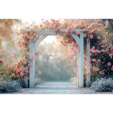 화이트 핑크 배경 커튼 꽃 장식 천 웨딩 생일 사진 소품, 4. X02757