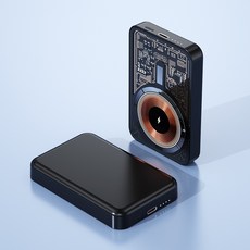 PYHO 20000mAh 대용량 보조배터리 슈퍼 급속충전 투명해요 15W 무선충전 맥세이프 보조배터리, 블랙, 20000mHA