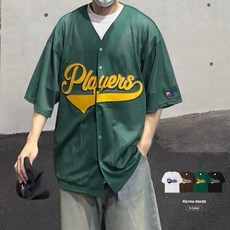 HYC 韓國 Players 69 美式網眼透氣刺繡字母棒球衣寬鬆短袖襯衫