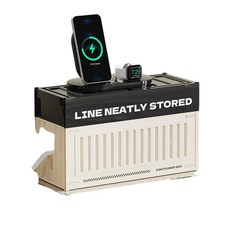 雙層電線收納盒 插排理線架 桌面整理, 雙層電線收納盒 黑色, 1個