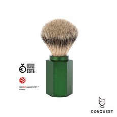 CONQUEST 德國 MUHLE HEXAGON 森林綠刮鬍刷，六邊形銀尖獾毛刷，男士刮鬍必備，提升刮鬍體驗, 1個