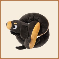 長條造型狗狗玩具，柔軟絨毛材質，內置發聲器，耐磨耐咬，多變造型, 黑臘腸, 1個