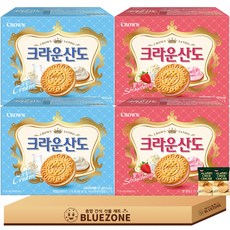 [블루존] 달콤한 과자 세트 크라운산도 161g 딸기2 크림2 치즈크래커2, 1박스, 혼합