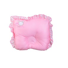 VIVI baby 純棉塑型凹枕 台灣製造 兩色可選 附枕頭套 舒適透氣, 粉色