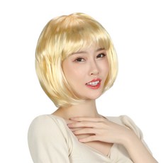 이모쿠비 단발머리 파티 가발, 골드, 1개