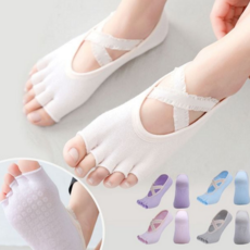 여성 필라테스 양말 토오픈 발가락 요가 필라테스 미끄럼 방지 양말 홈트 운동용 운동 실내 분리, 핑크