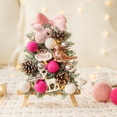 뷰티풀데코센스 미니 이젤트리 고급 미니트리 고퀄리티 풀세트 30cm, 핑크