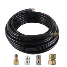 고압 세척 파이프 호스 배관용 세차 농수관 하수관 노즐, 1/4 퀵 플러그 5m + 마우스 헤드 2개