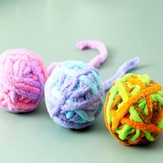 고양이 칼라풀 꼬리 털실방울공 고양이털실공 고양이실장난감 장난감놀이공 털뭉치