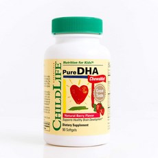 ChildLife 퓨어 DHA 내추럴 베리 맛 츄어블 소프트 젤 캡, 90정, 4개