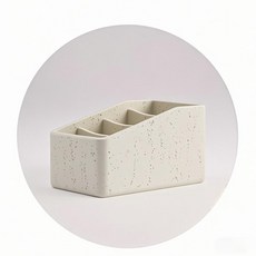 仿洞石四格收納盒, 白色, 1個