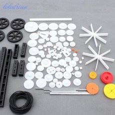 로봇 자동차 모델용 92pcslot 플라스틱 기어 세트 DIY 랙 풀리 벨트 웜 싱글 더블