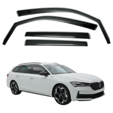 比德堡 SKODA斯哥達 SuperB Combi B9 2023+ 專用崁入式晴雨窗【標準款】, 黑色, 前窗兩片