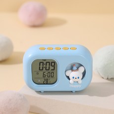 DIU 卡通高顏值電子時鐘可愛兒童桌面鐘錶初中學生專用定時大聲小鬧鐘, DZ2301生日小狗藍色:如圖