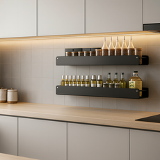 패로성 양념통 정리함 무타공 초강력 받침대 주방욕실침실 다용도 인테리어 양념통정리함 공간절약/쉬운청소 수납 선반, 그레이, 1개