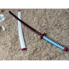 鬼滅之刃日輪刀第二版101cm不鏽鋼未開刃合金皮革刀鞘cos字體改版, 1個, 戀柱甘露寺蜜璃