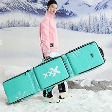 스키 가방 스노우보드 커버 대용량 더플 보드, 166x36cm, TPU 티파니 블루(탱크 휠) 결함 모델, 1개