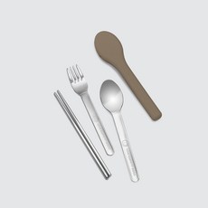 KIDDO 彩色矽膠餐具組, 棕色, 叉子,湯匙,筷子, 1套