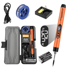 LED 디스플레이 무선 전기 납땜 인두 USB 충전 펜 온도 조절 용접 장비, 02 orange, 02 orange