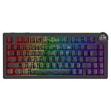 에이재즈 AK820 V2 프로 스마트 스크린 RGB 3모드 유무선 키보드, 컨투어 블랙, 라이치 축, 제조사축