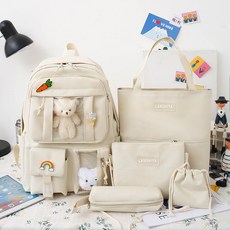 스타일닥터 대용량 데일리 백팩 남여공용 백팩 학생 방수 옥스퍼드천 곰돌이 책가방
