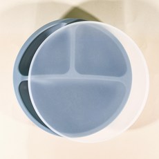 跨境兒童硅膠餐盤套裝食品級耐高溫防竄味吸盤式分格寶寶輔食餐具, 1個, 圓形餐盤硅膠蓋:如圖