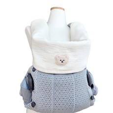 코코아돌 누빗 거즈 아기띠 침받이 일체형 앞보기 올인원 커버, 1개, 3중누빗거즈(라이트핑크곰)