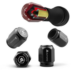 alumania 에어 밸브 캡 【건 메타】 고착을 막는 하이브리드 구조 VU-005-GM 4개 set, 02 블랙