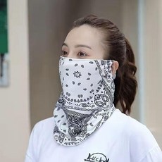 冰絲防曬面罩 護頸掛耳騎行透氣遮陽, 冰絲面罩 白色腰果-1條裝, 1個
