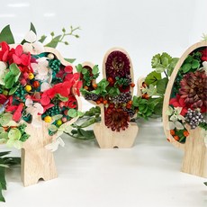 선인장 튤립모양 입체 스탠드액자 DIY키트 공예수업 문화센터 점토놀이 미술수업, 둥근형 나무 액자