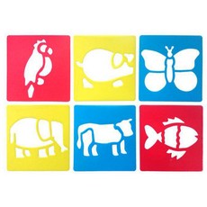 어린이 미술활동 그림꾸미기 스텐실판 6종 미술키트 꾸미기놀이 도안찍기 스텐실도안, 2세트, 자연1