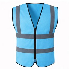 하이라이트 숄더라인 지퍼 베이직 안전조끼, 스카이, 1개