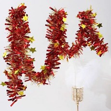 【2026開運首選】 新年裝飾拉花金色五星紅色毛條婚慶拉花元旦春節佈置彩條茜草彩帶, 新年裝飾毛條【一條2米】