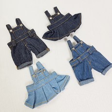 모루인형옷 아이돌키링 그로밋인형옷 10cm 15cm 멜빵치마 멜빵바지 인형옷, 멜빵 진청바지, 1개