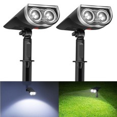 132445 CON 온sciot 태양광 스포트라이트 야외 IP67 방수 2-in-1 일광 정원 마당 통로 진입로 현관 산책로용 내구성 있는 크리스마스 장식 조명 자동 켜기, 2 Pack, 2 Pack