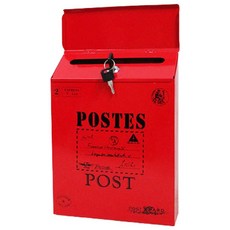 위너리스 빈티지 벽걸이 우체통 전원주택 우편함 철제우체통, 레드