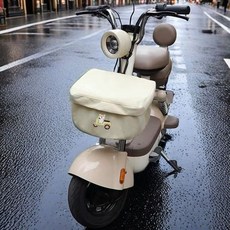 輝輝就是棒 電動車車筐罩 防塵遮陽車籃罩 電瓶車筐自行車籃置物包, 米色（車籃罩+帶蓋+帶拉鏈）