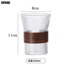 DFMEI 日式豎紋耐熱玻璃水杯手衝掛耳咖啡杯, 1個