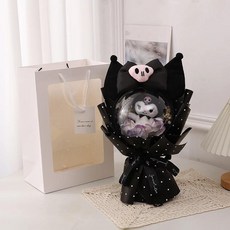 인형 꽃다발 보보볼 티안싱 졸업 선물 축제 기념, 17. M77-16cm 블랙+선물가방+라이트