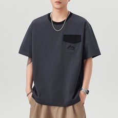 투니스 남성 라운드넥 자수 루즈핏 반소매 티셔츠