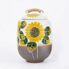 비채 투톤 신해바라기 도자기 쌀독 10kg 쌀항아리 소금항아리, 1개