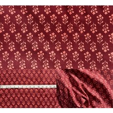 핸드 블록 프린트 브라운 100% 면 원단 야드 단품 프리컷 106.7cm(42인치) 너비 - 바느질 용품 실내 장식 퀼팅 용품용 프리미엄 (다크 카민 리프 프린트 4.5m(