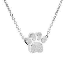 발자국 모양 펜던트 맞춤 제작 반려동물 유골함 목걸이 강아지/고양이 유골용 반려동물 화장 주얼리 기념품 장례 주얼리, Steel color