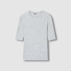 JAJU 여 립 반팔 니트(MELANGE GREY/ BLACK) 652349