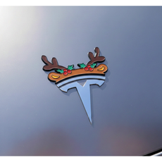 테슬라 산타모자 엠블럼 스티커 입체 로고 크리스마스 루돌프 레드 그린, 루돌프 모자, 테슬라전차종