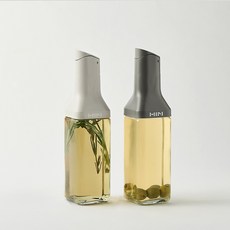 1+1 한샘 클리어 자동개폐 미니 오일병 그레이+아이보리, 1세트, 350ml