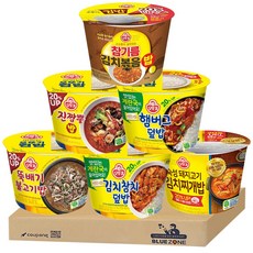 오뚜기 컵밥 20% UP 계란국 포함 6종 (김치참치덮밥+뚝배기불고기밥+원조맛집김치찌개+참기름김치볶음밥+진짬뽕밥+햄버그덮밥) 1세트