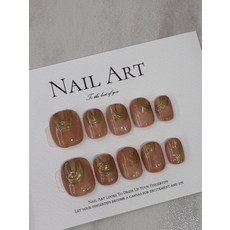 MOONLIT NAIL LAB.美甲貼片暈染款 時尚簡約 快速方便 多尺寸選擇 輕鬆打造完美指尖, 1個, 溫暖的呢喃(短圓L)